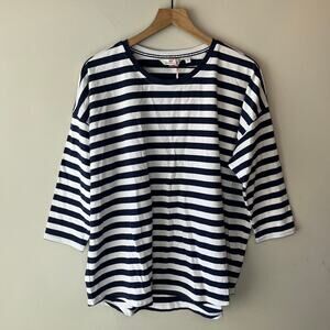 Vineyard Vines Casual Knits Striped Deluxe Tee Deep Bay Navy White Size Medium